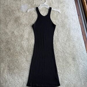 Popular Basics Black Ribbed Knit Bodycon Dress Large